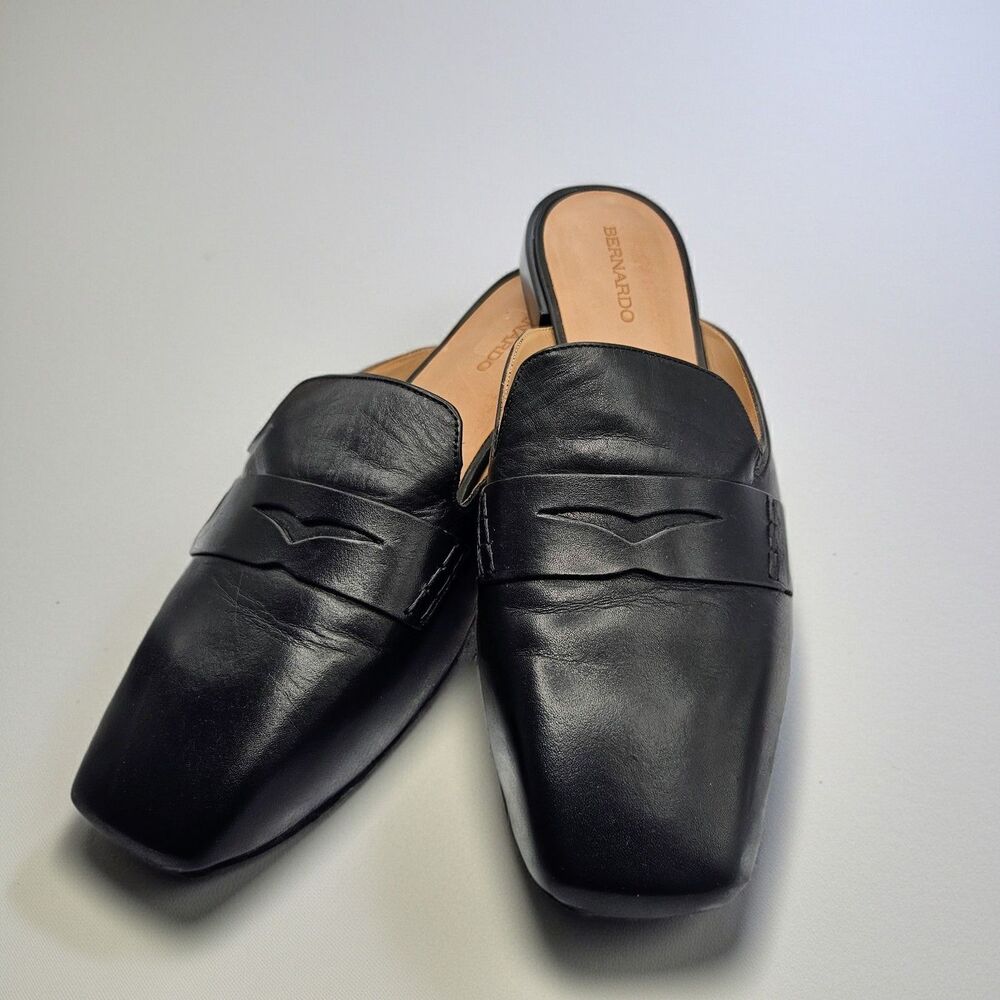 NWOB Bernardo Balda Loafer Mules Women's 11 Leather Square Toe Slides